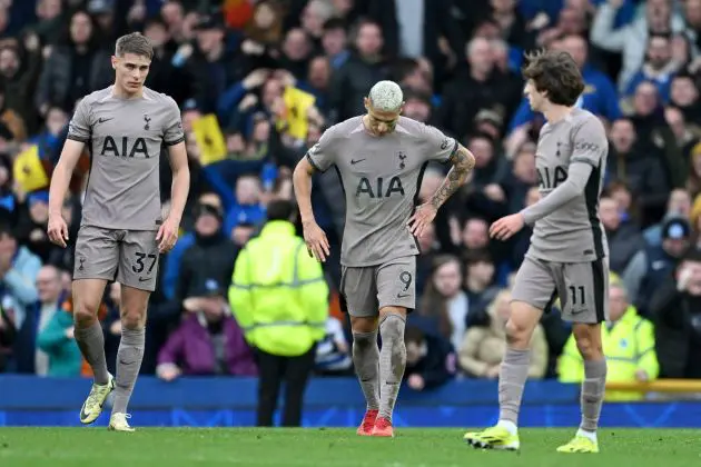 Spurs team-mates Micky Van de Ven, Richarlison and Bryan Gil