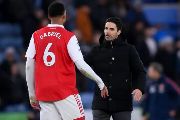 Arsenal manager Mikel Arteta and defender Gabriel