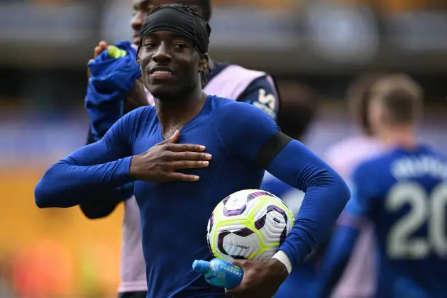 Noni Madueke with his hat-trick ball