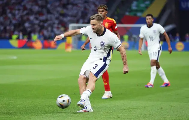 Luke Shaw playing for England