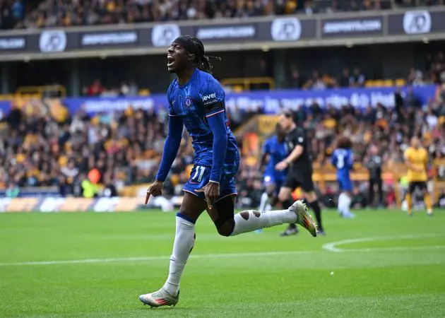 Noni Madueke celebrates against Wolves