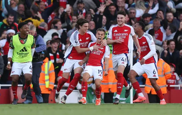 Arsenal celebrate against Leicester