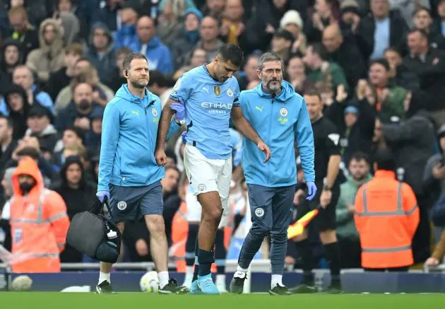 Rodri goes off injured against Arsenal