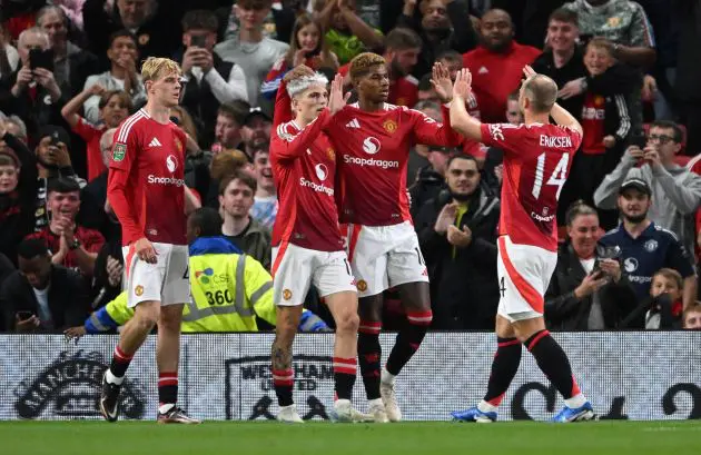 Man Utd celebrate against Barnsley