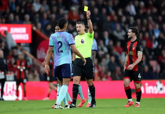 William Saliba is sent off against Bournemouth