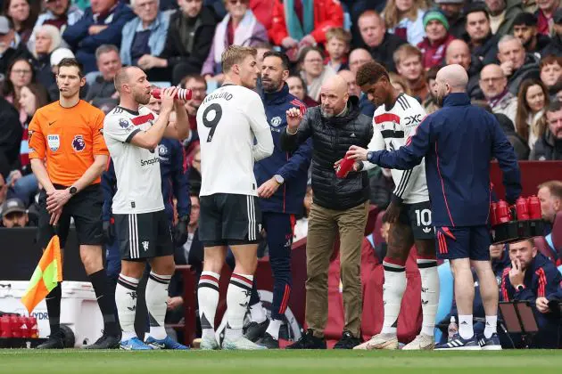 Manchester United while facing Aston Villa