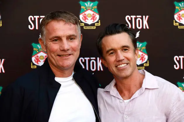 Wrexham manager Phil Parkinson with Rob McElhenney