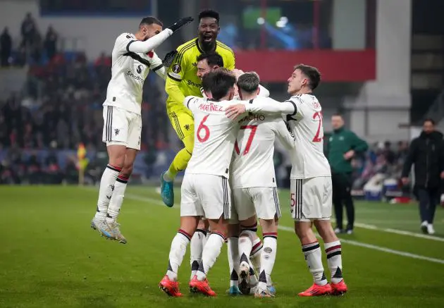 Man Utd celebrate against Viktoria Plzen