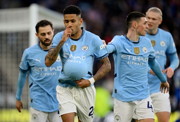 Man City celebrate against Leicester