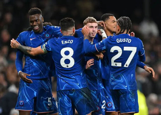 Chelsea celebrate against Tottenham.
