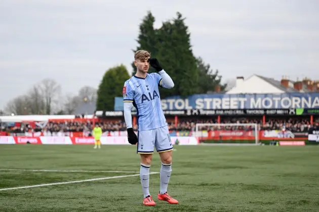 Timo Werner for Tottenham Hotspur at Tamworth (Photo by Michael Regan/Getty Images via OneFootball)
