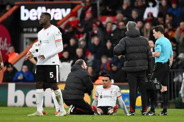 Trent Alexander-Arnold is injured against Bournemouth