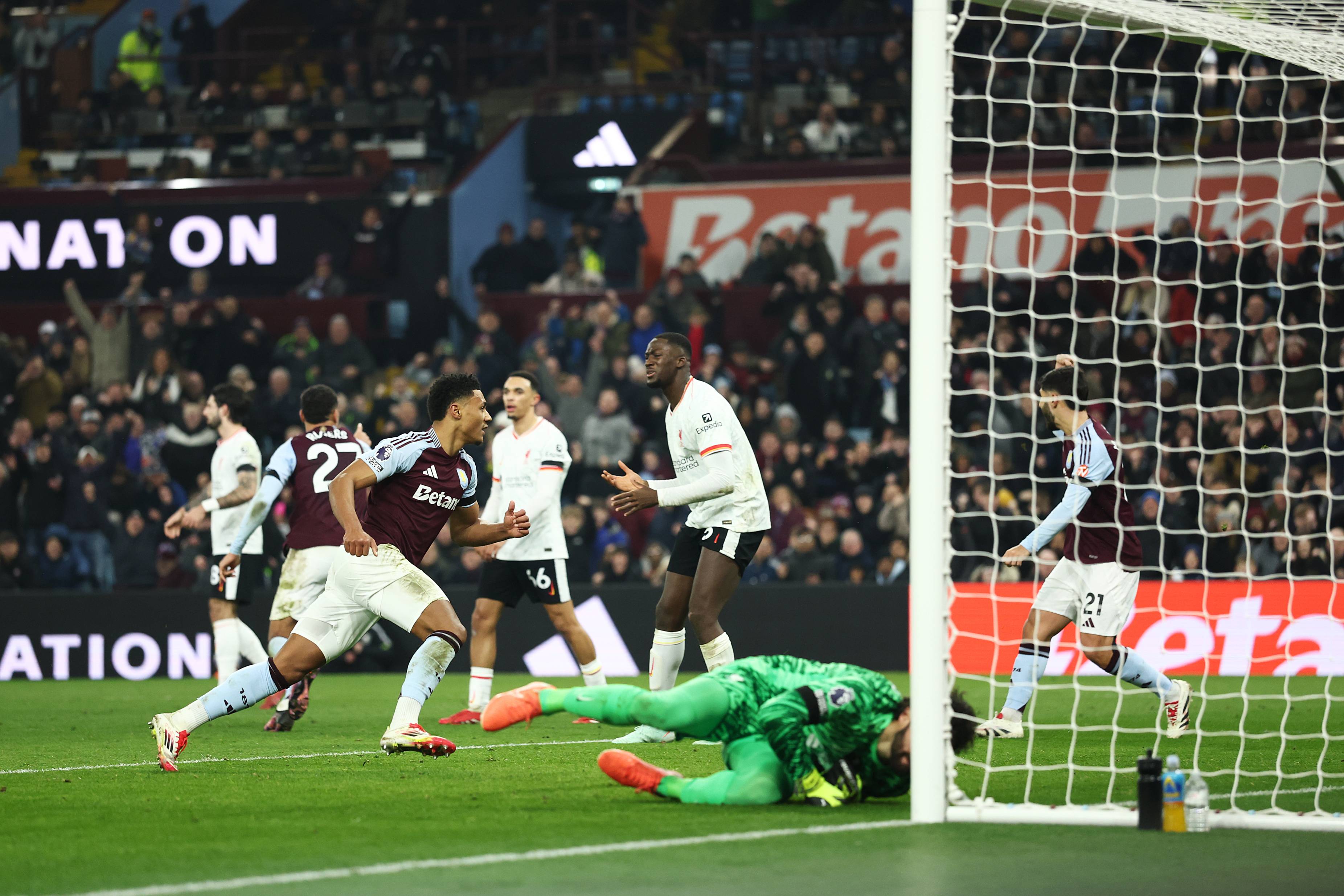 Ollie Watkins after scoring against Liverpool