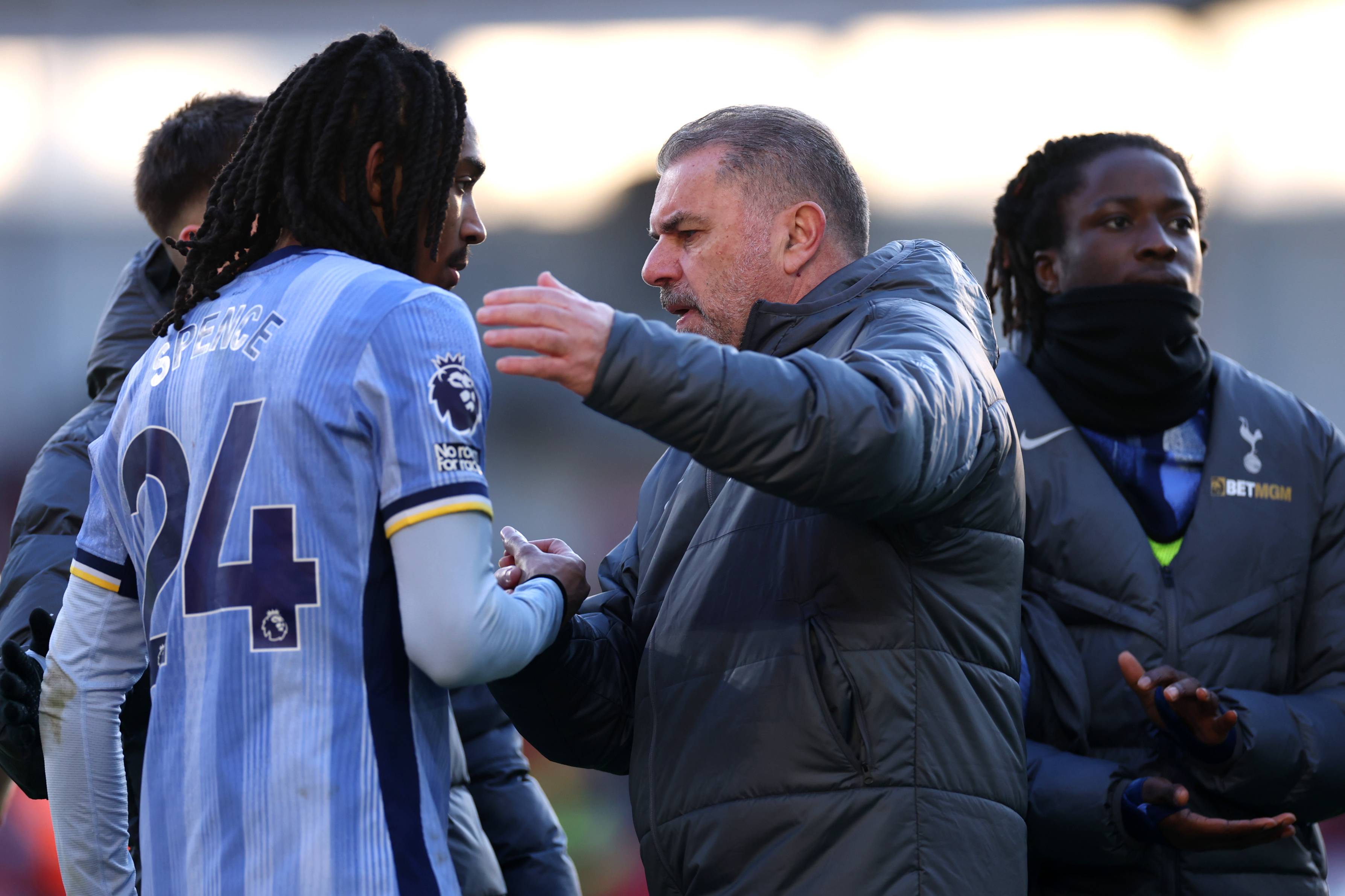 Djed Spence and Ange Postecoglou