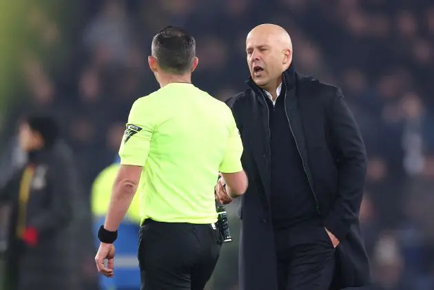 Arne Slot is sent off after the game against Everton