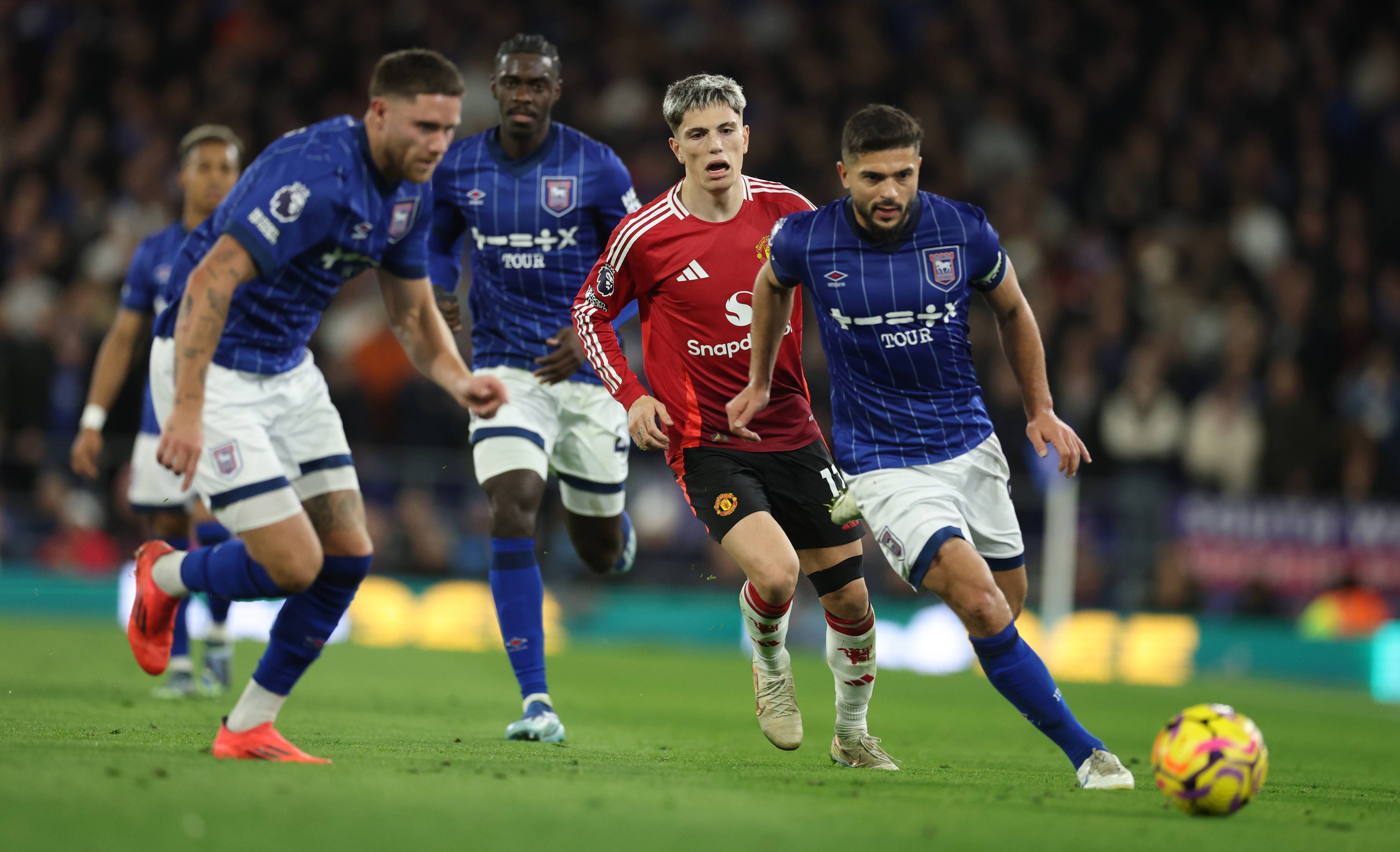 Man Utd in action against Ipswich Town