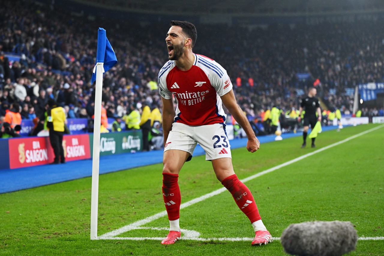 Mikel Merino celebrates against Leicester
