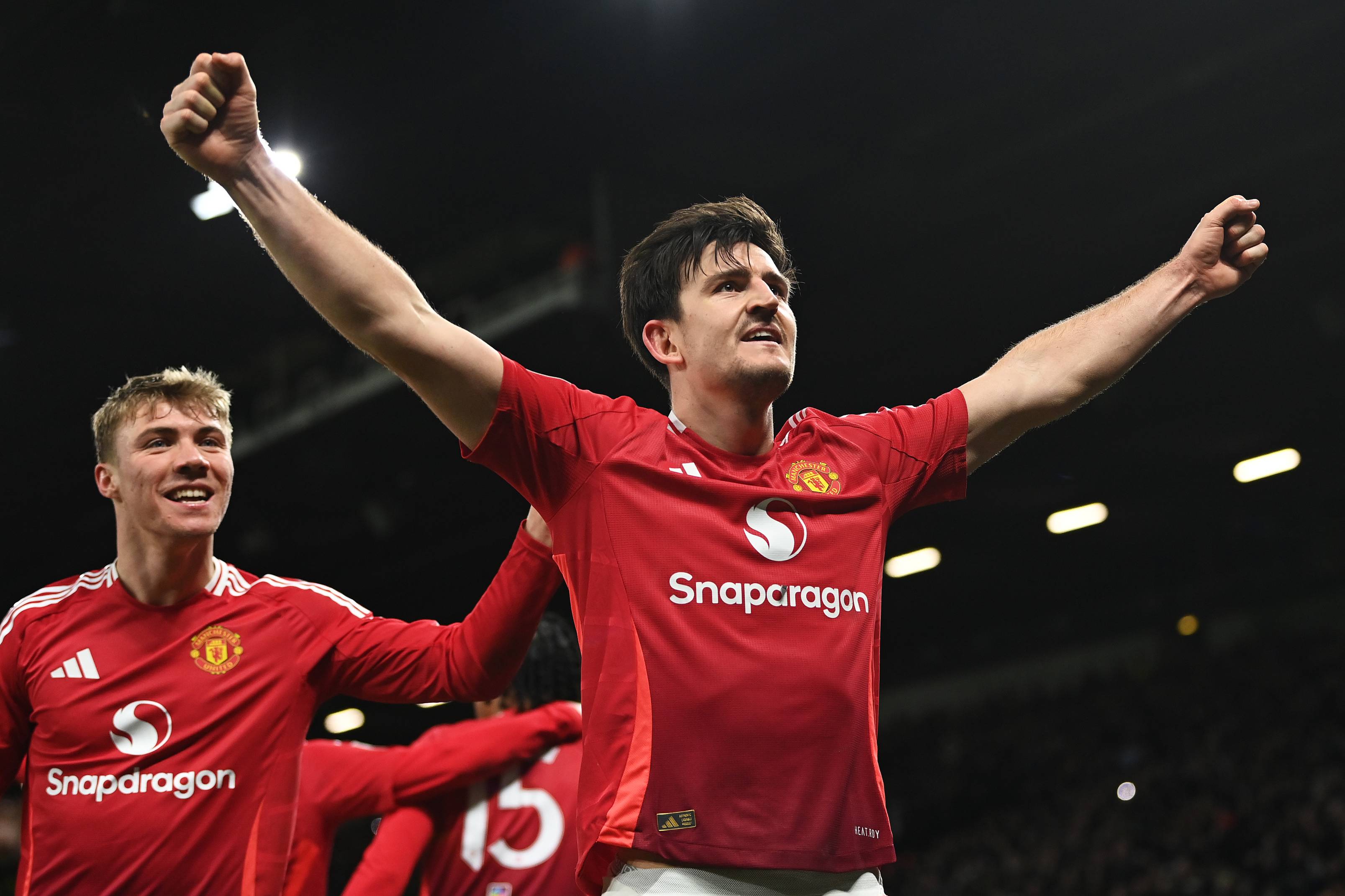 Harry Maguire celebrates scoring the winner