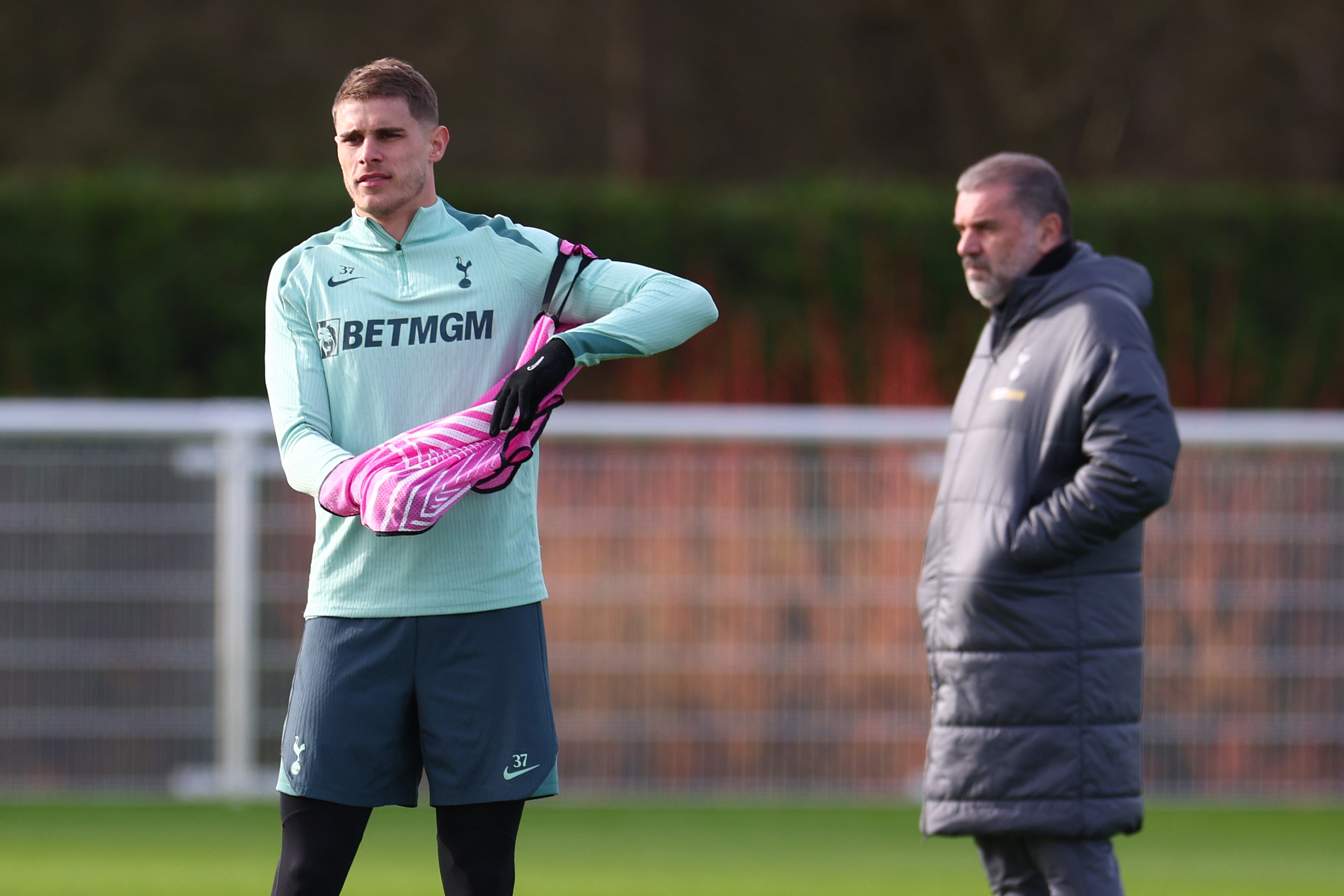 Tottenham defender Micky van de Ven in training