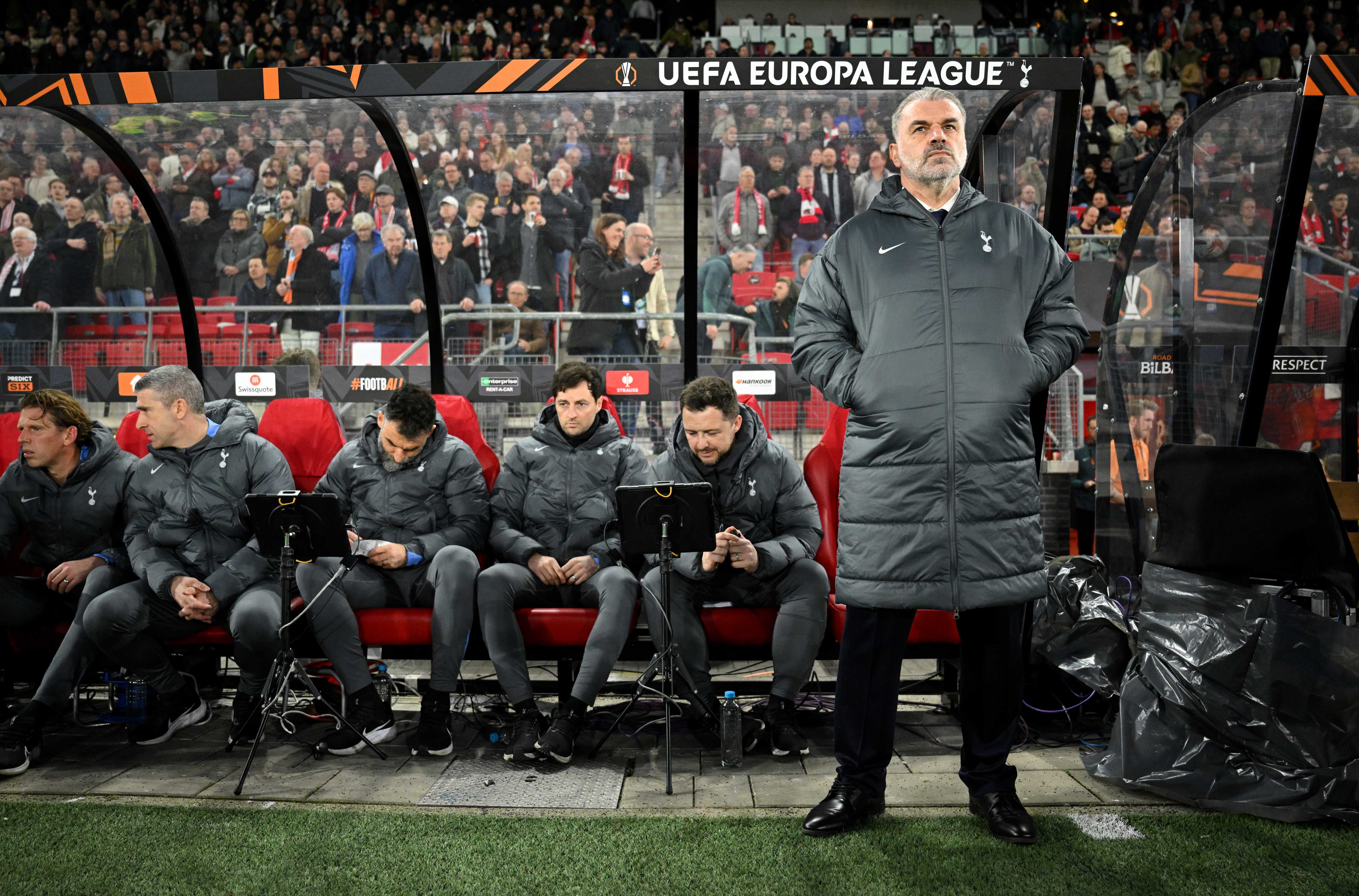 Ange Postecoglou watches on as Spurs take on AZ Alkmaar