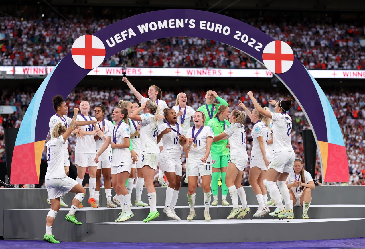 England celebrate winning UEFA Women's Euro 2022