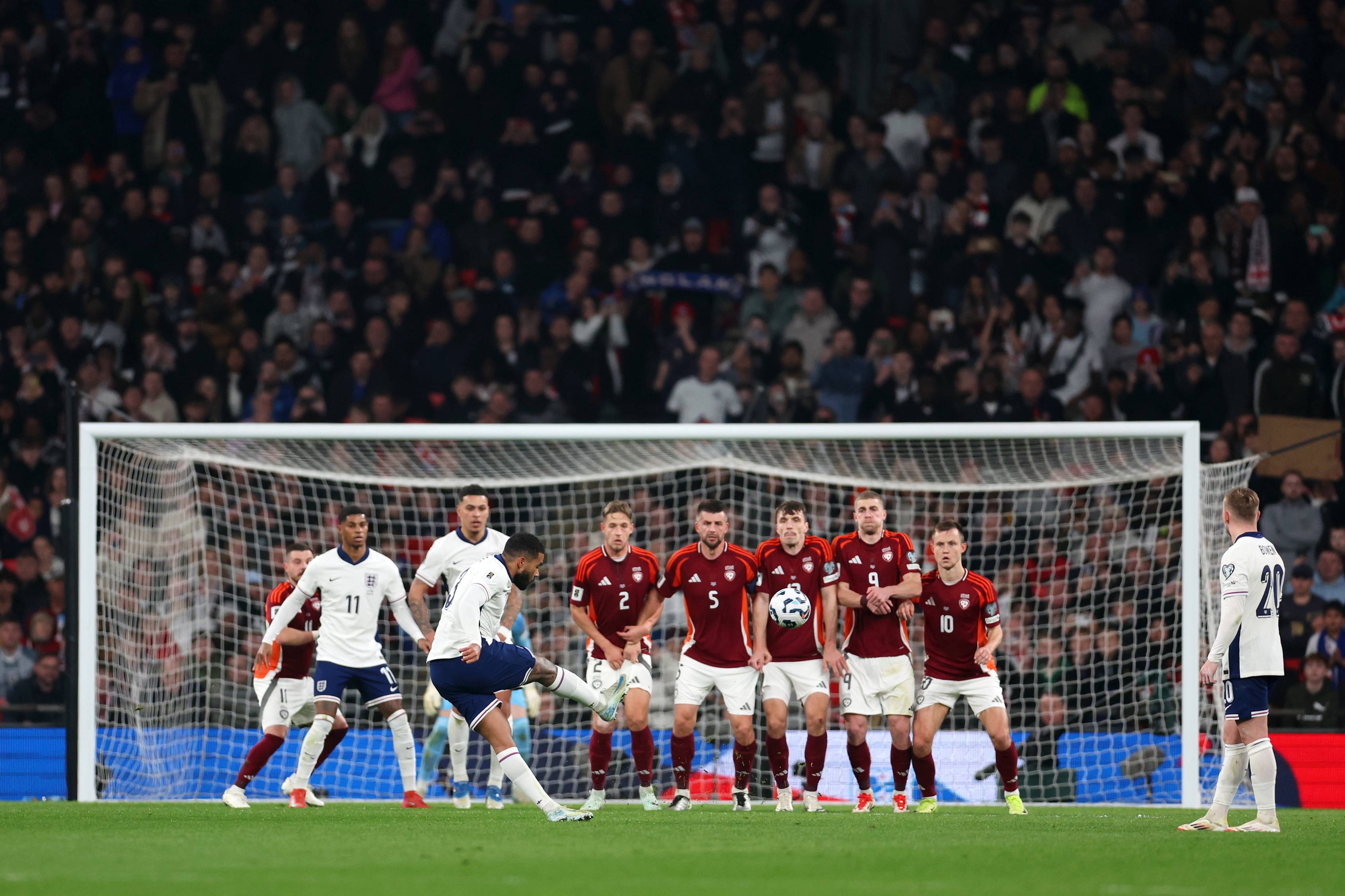 Reece James scores against Latvia