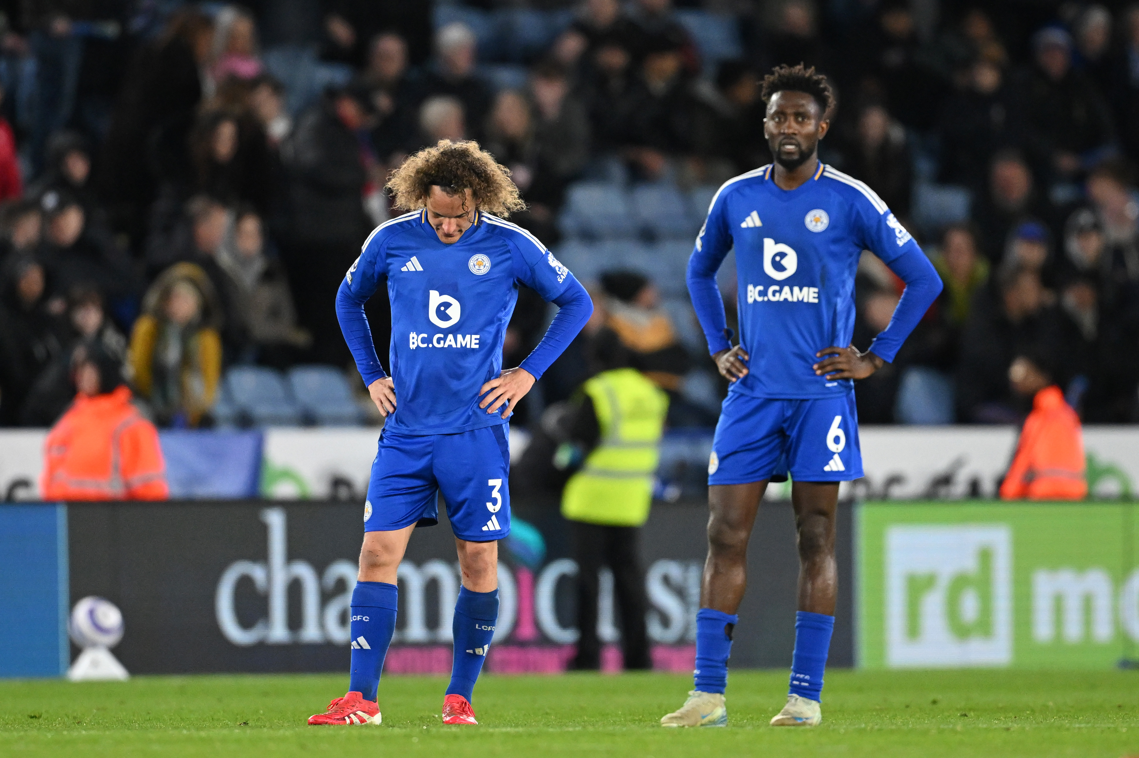 Leicester City's players during the defeat to Man Utd