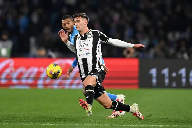 Lorenzo Lucca in action for Udinese