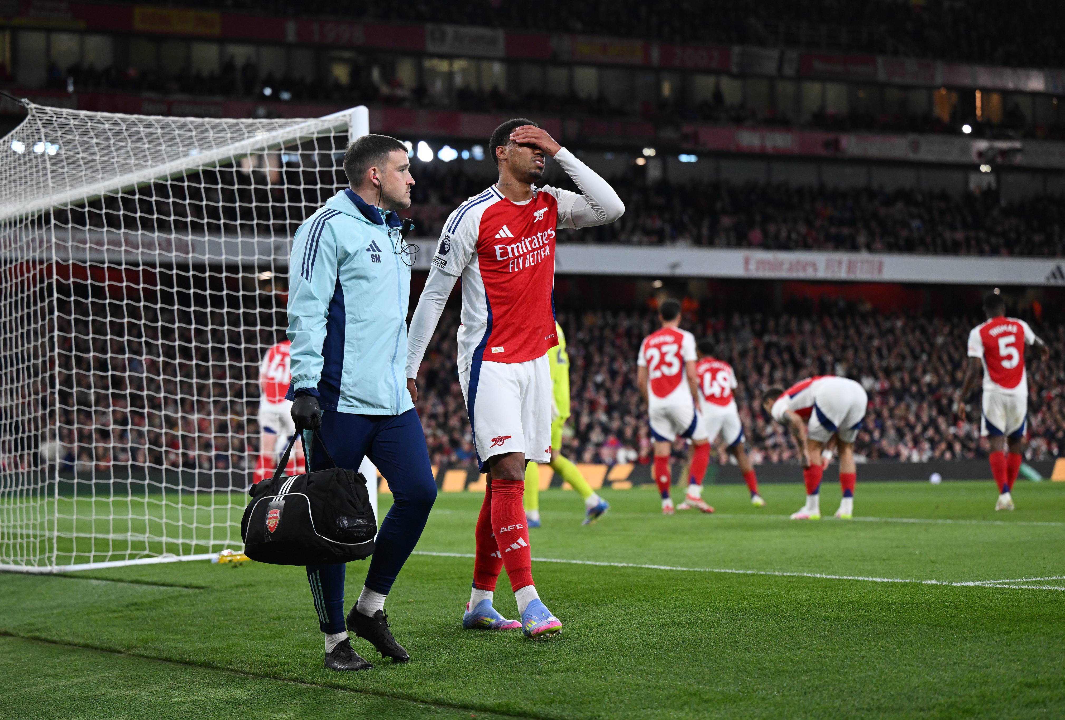 Gabriel after suffering his season ending injury