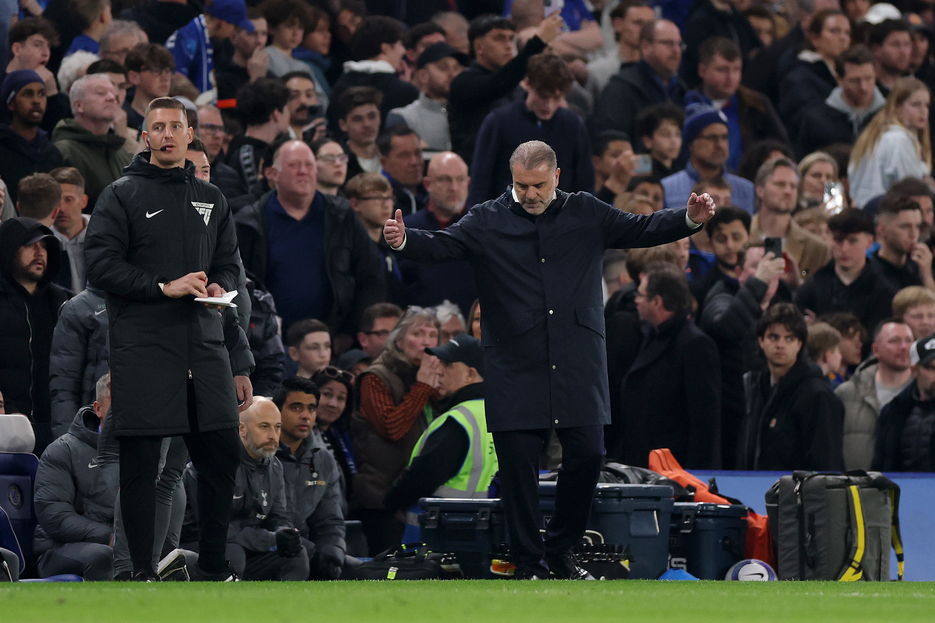 Ange Postecoglou during the defeat to Chelsea