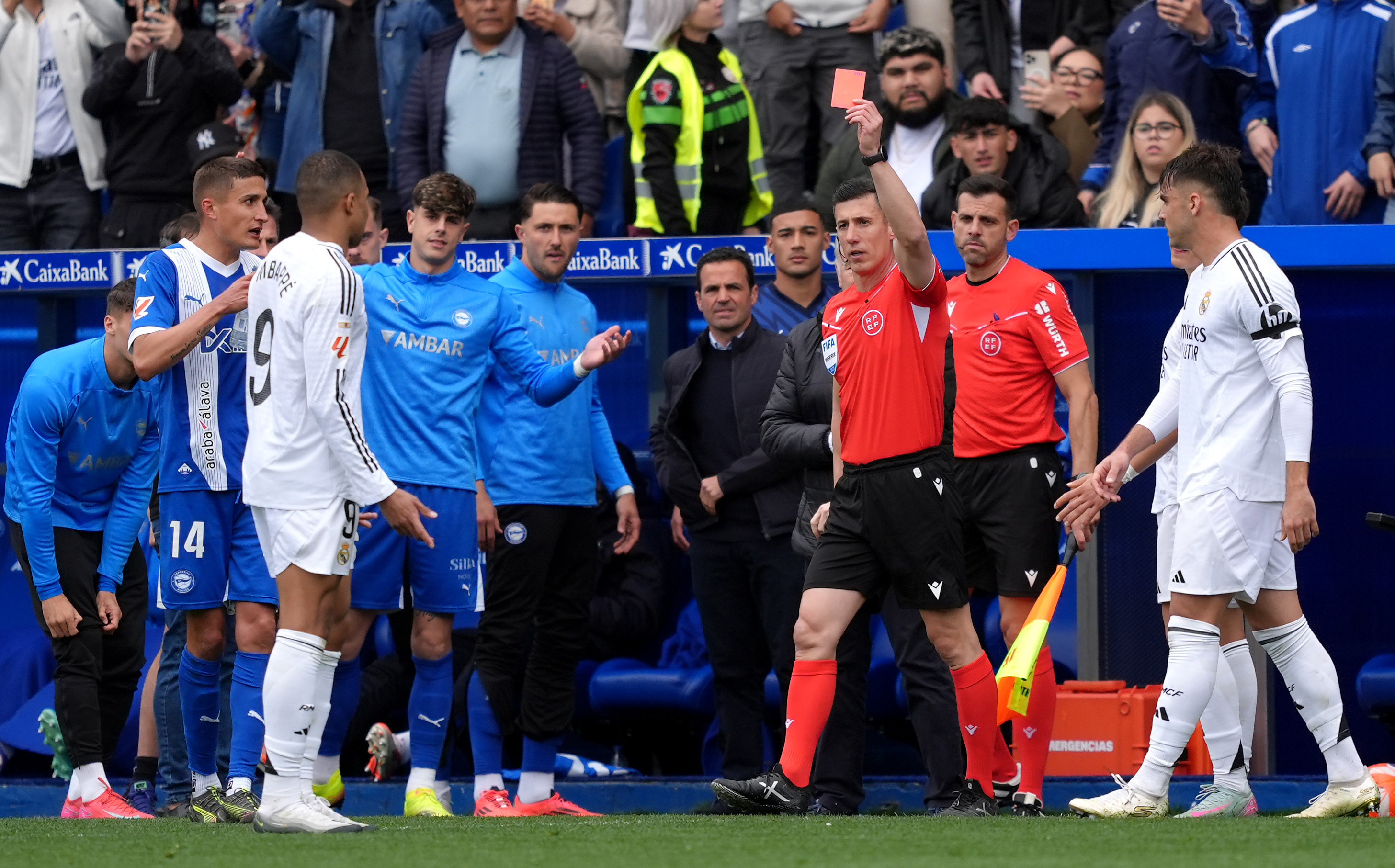 Kylian Mbappe is sent off against Alaves