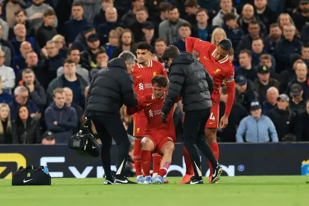 Alexis Mac Allister after being fouled by James Tarkowski