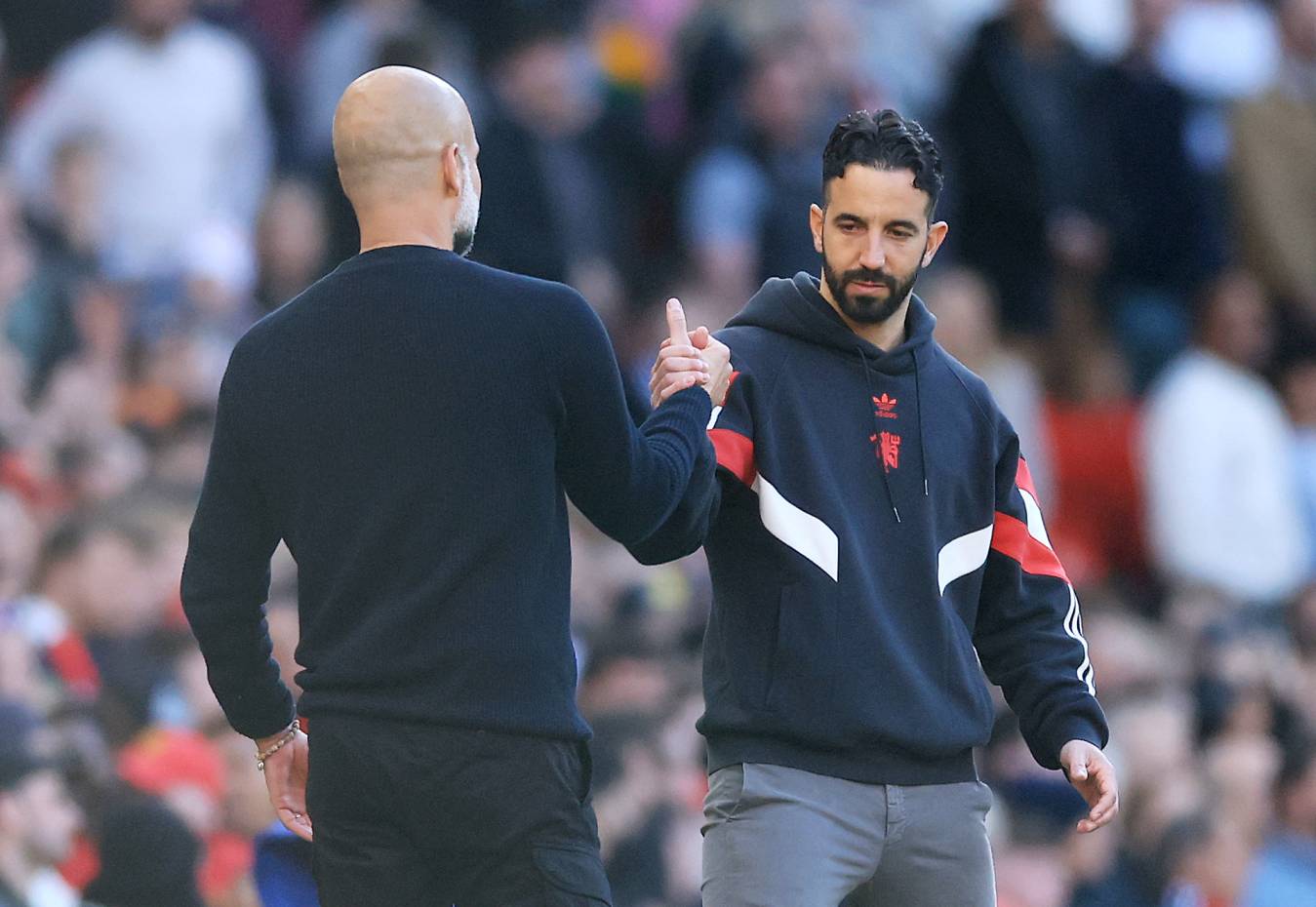 Man Utd and Man City managers Ruben Amorim and Pep Guardiola