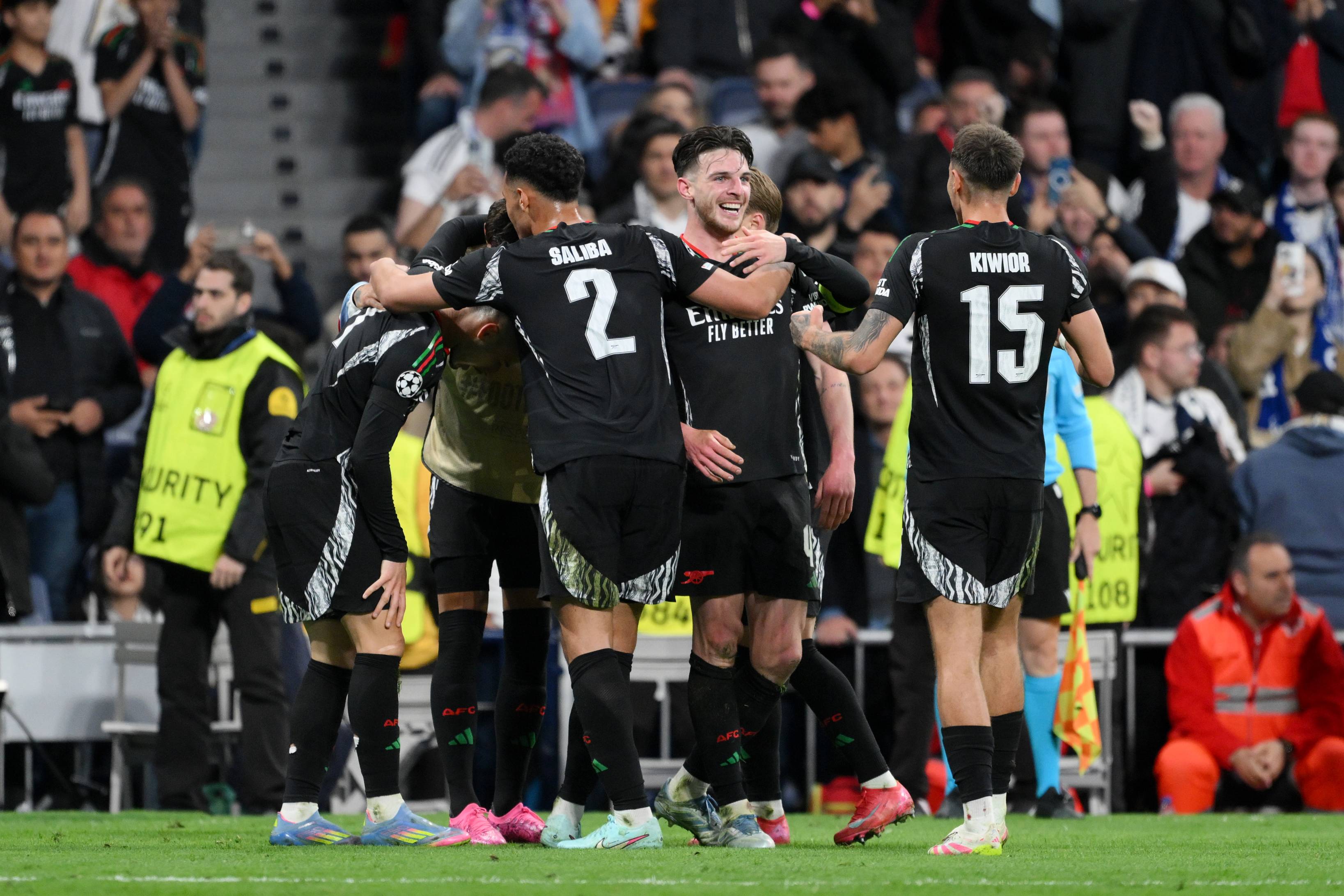 Arsenal celebrate in their win over Real Madrid