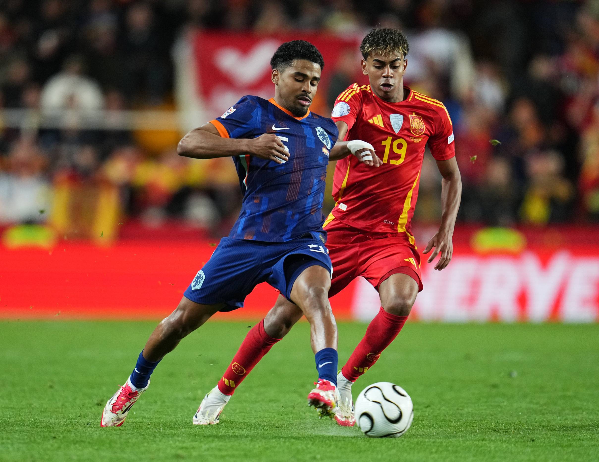 Jorrel Hato playing for the Netherlands