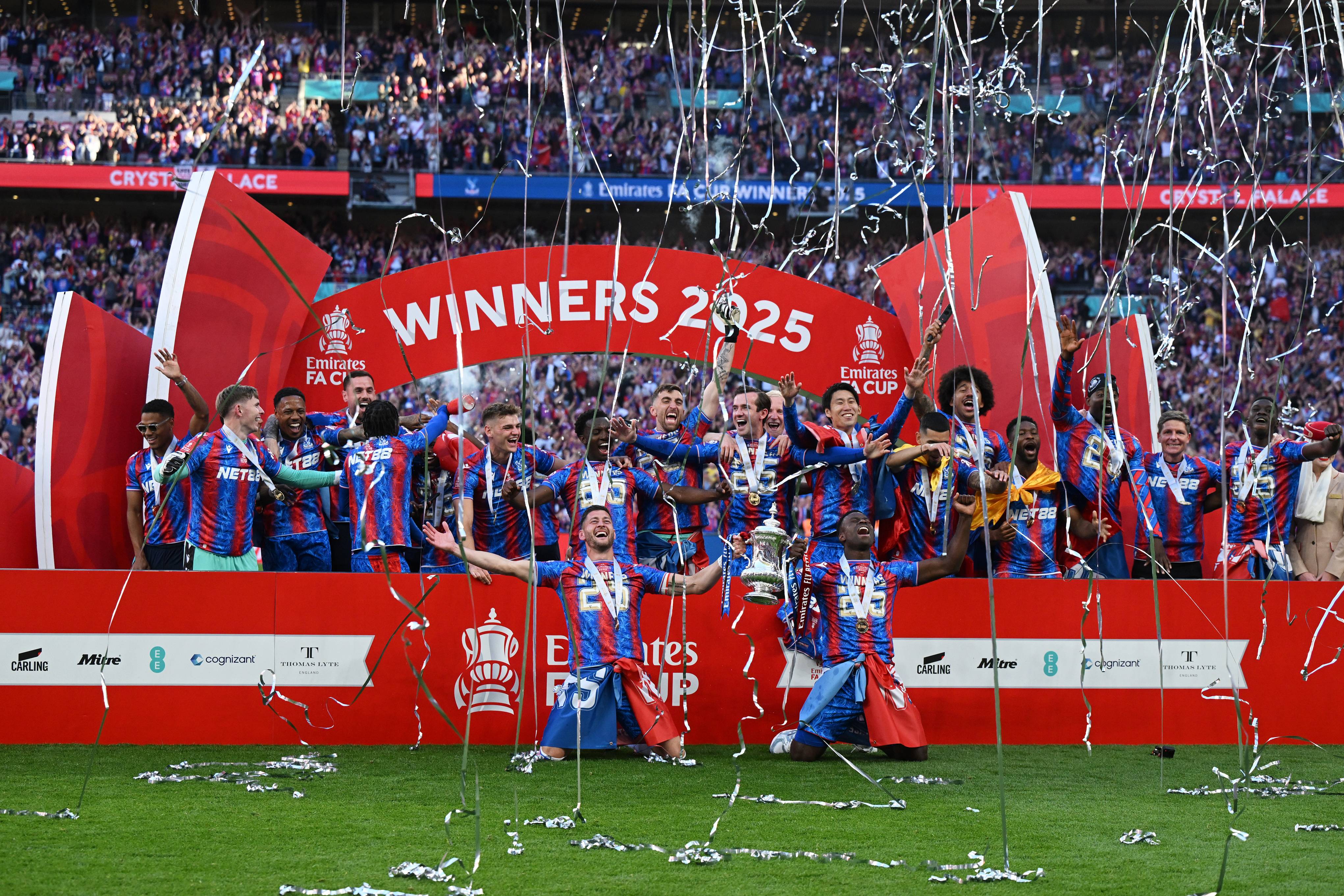 Crystal Palace celebrate winning the FA Cup