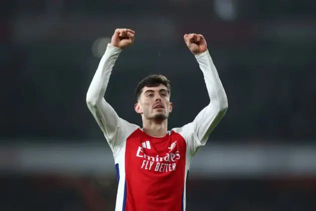 Kai Havertz celebrates his goal against Aston Villa