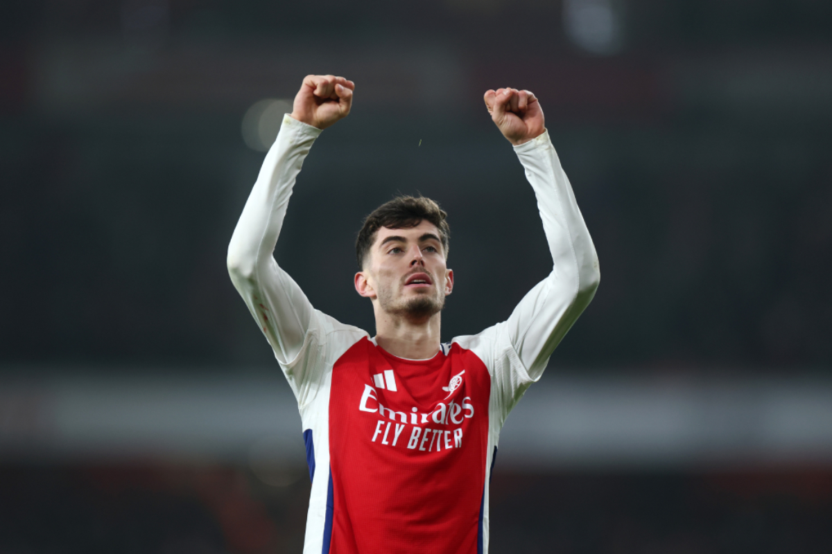 Kai Havertz celebrates his goal against Aston Villa
