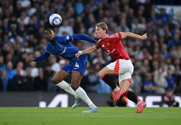 Rasmus Hojlund in action against Chelsea