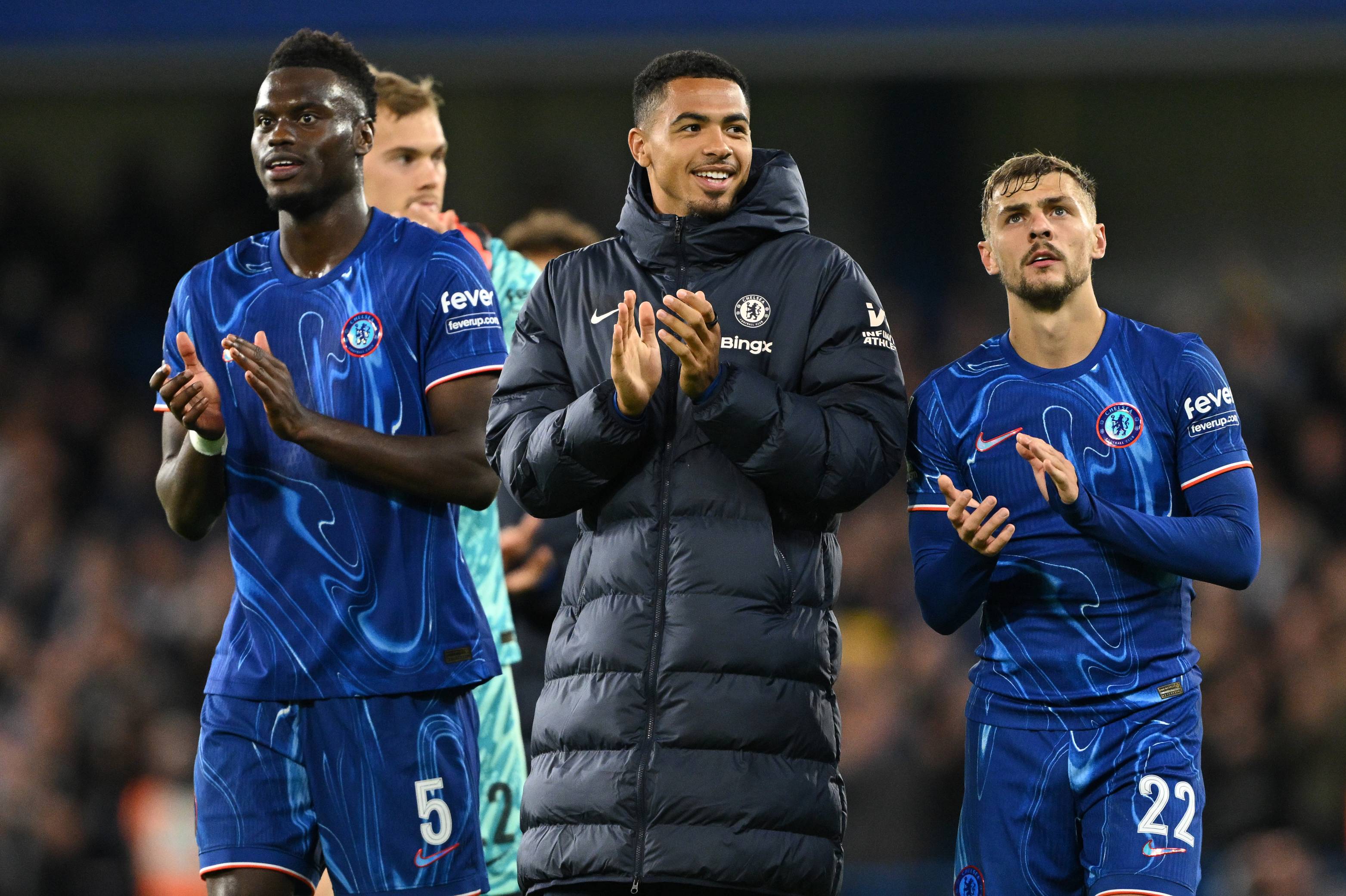 Benoit Badiashile (left) with Chelsea team-mates