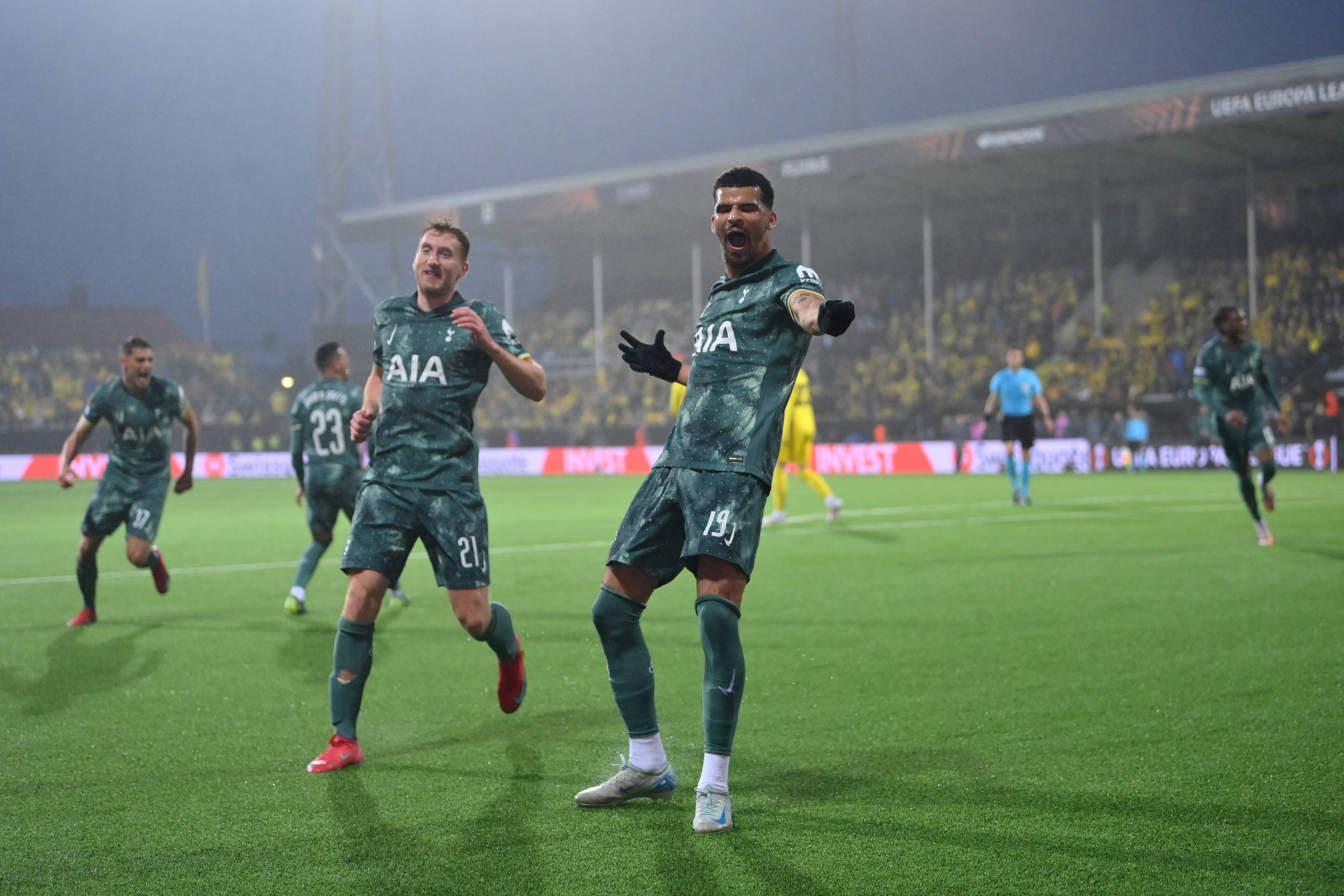 Dominic Solanke celebrates his goal against Bodo/Glimt