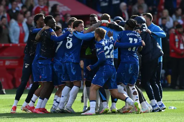 Chelsea celebrate after beating Nottingham Forest