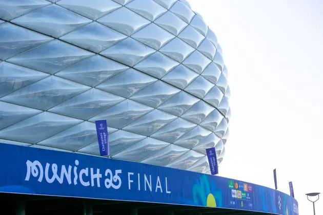 The Champions League final banner in Munich