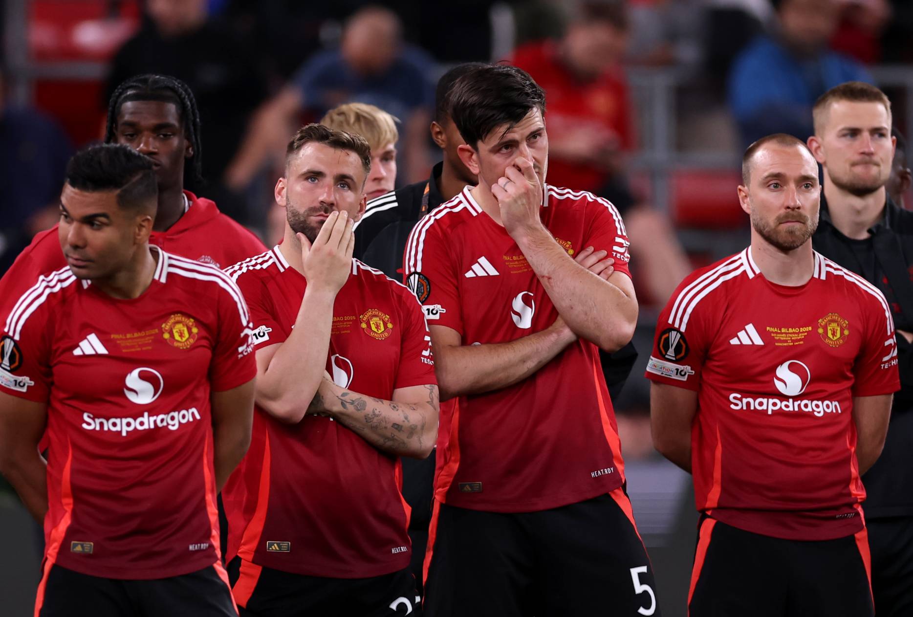 The Man Utd players after their Europa League defeat