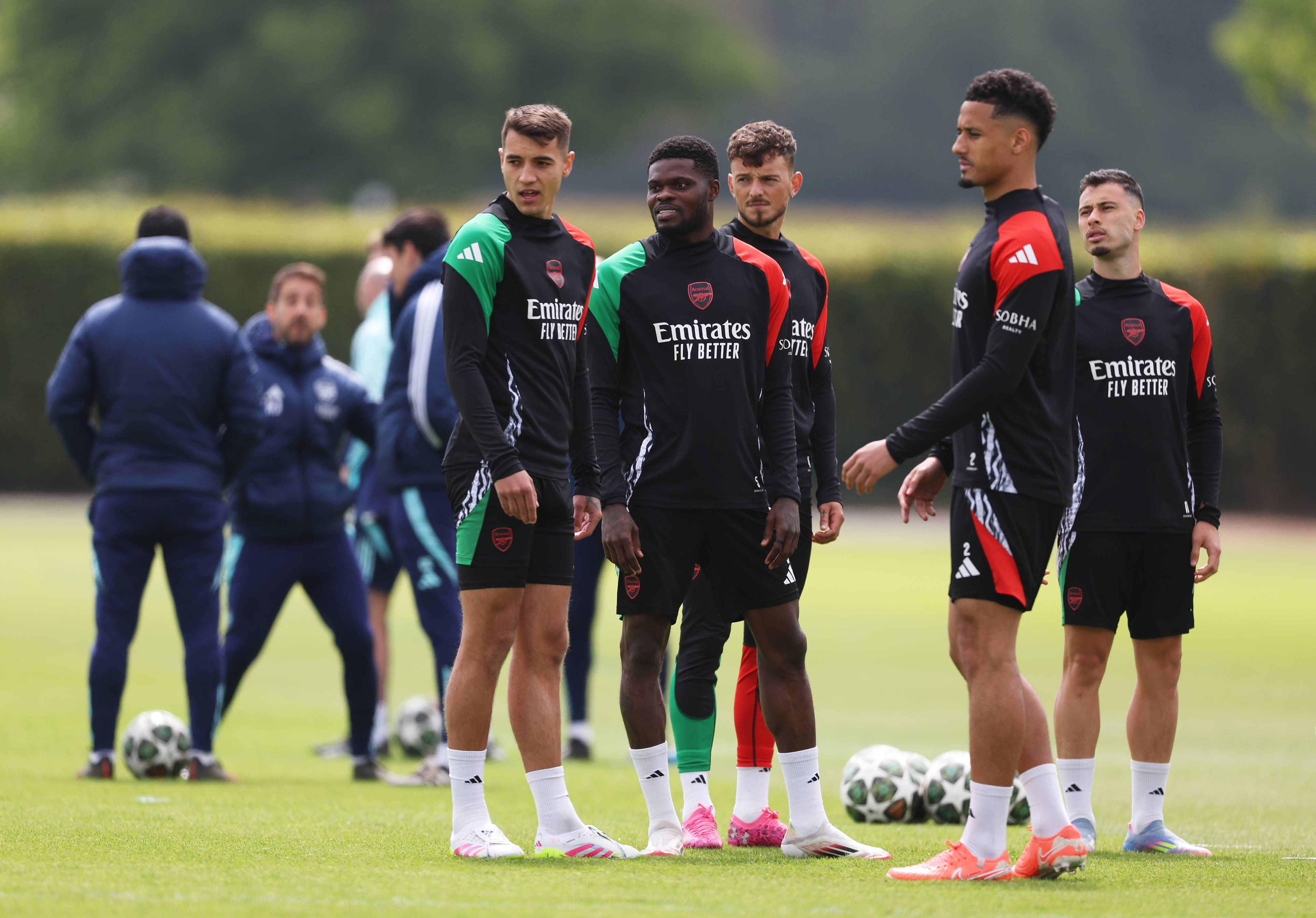 Thomas Partey and some of his Arsenal team-mates