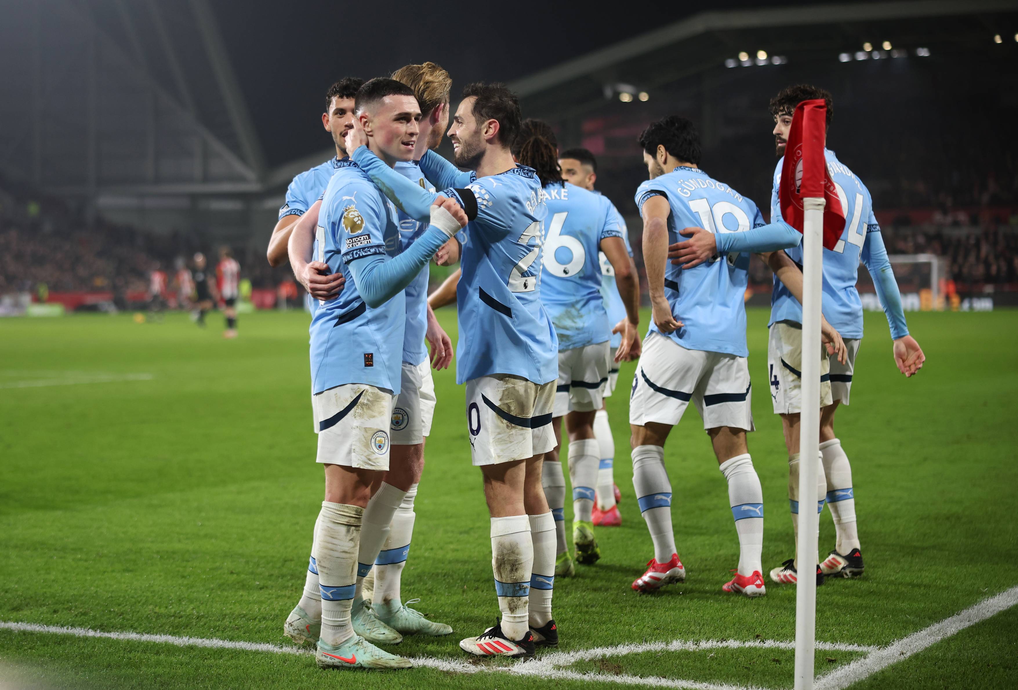 Bernardo Silva with his Man City team-mates
