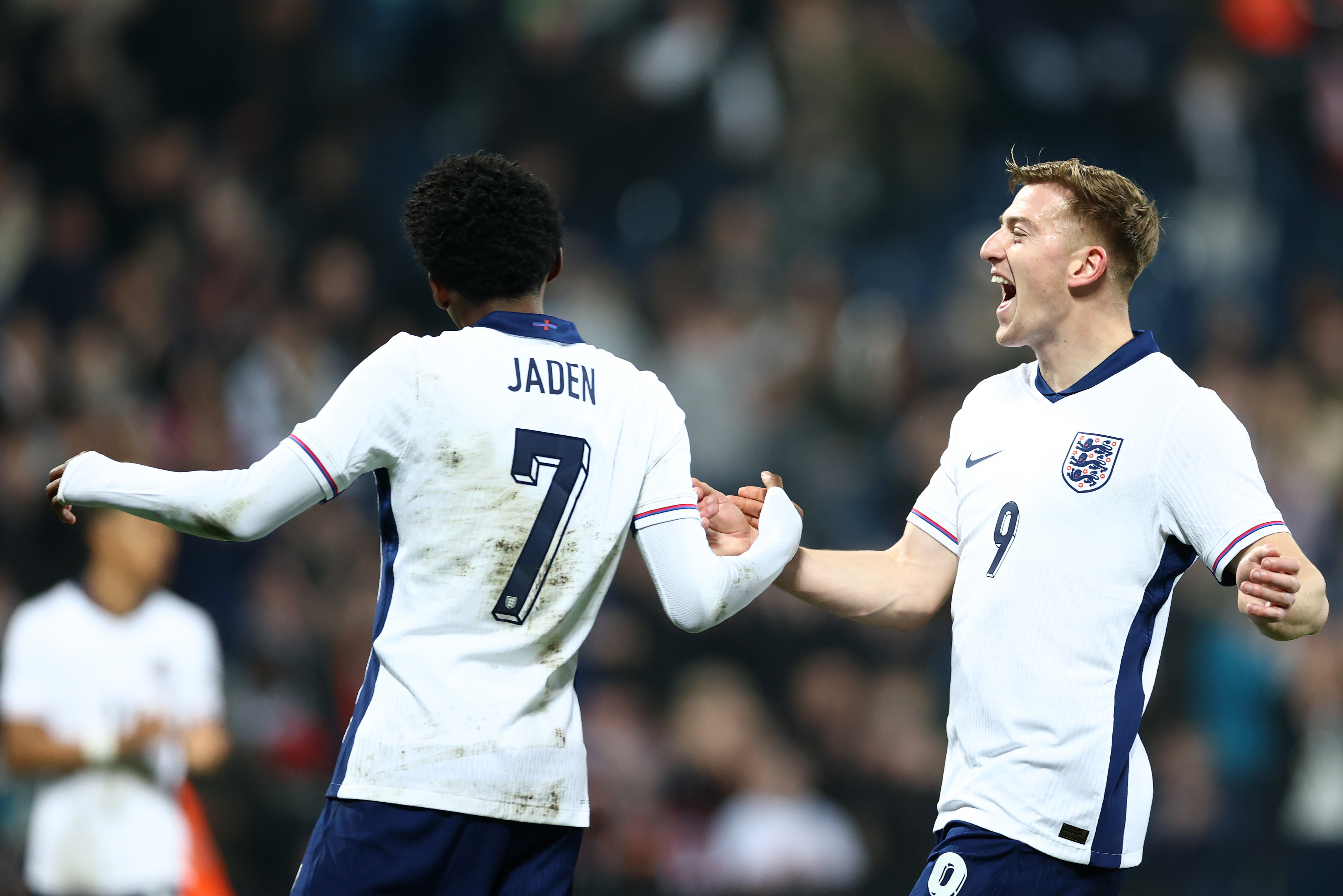 Liam Delap celebrates for England U21s (Photo by Dan Istitene/Getty Images) via ONE FOOTBALL