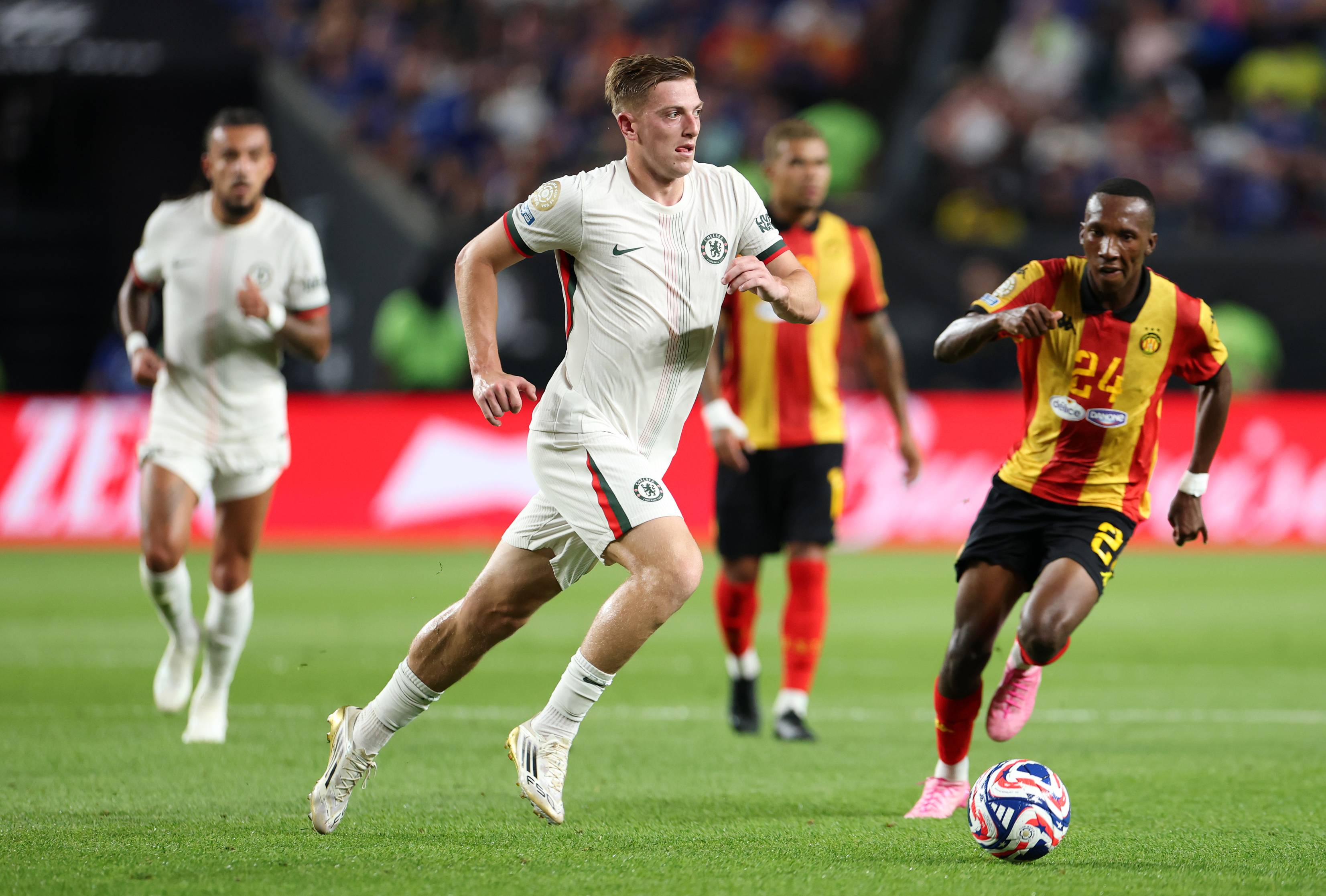 Liam Delap playing against ES Tunis