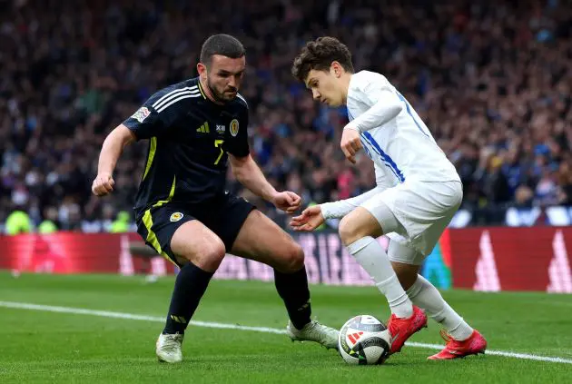 Konstantinos Karetsas of Greece in action against Scotland