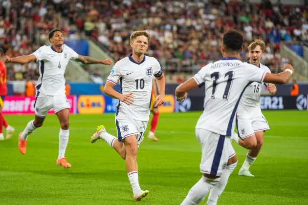 England U21 captain James McAtee celebrates